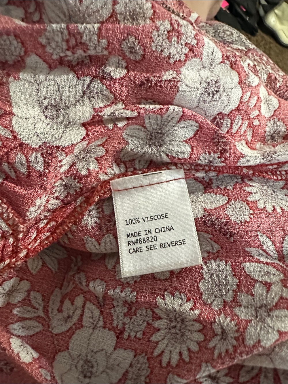 Rose & Thyme floral boho blouse  with a v-neck three-quarter sleeves Sz XL. - Picture 6 of 6